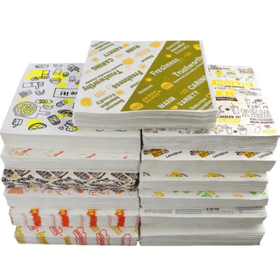 Customized Food Grade Greaseproof Hamburger Paper Wrappers with Printed Logo