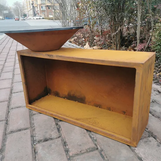 Outdoor Cooking Solutions: Corten Steel BBQ Grill, Pit, Charcoal, Wood Burning Barbecue Table