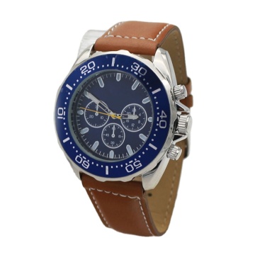 Chinese Movement Stainless Steel Case PU Strap Leather Belt Mechanical Watch Quartz Watches
