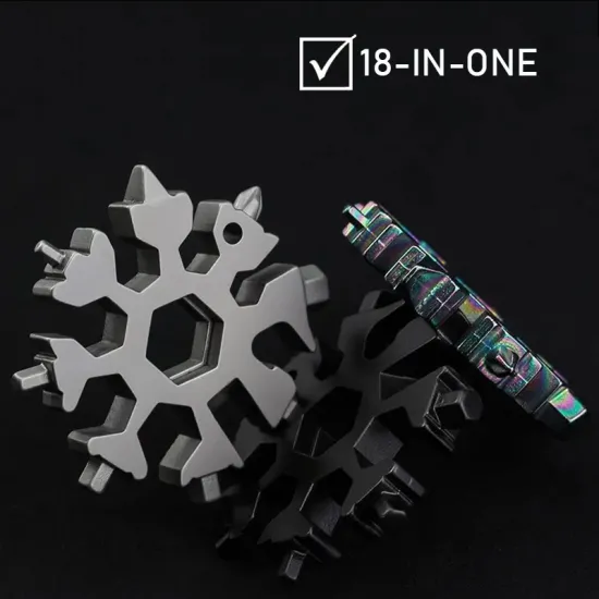 18 In 1 Snowflake Multi Tool Pocket Keyring Spanner Hex Wrench Multifunction Multipurpose Camp Survive Outdoor Sport Hike