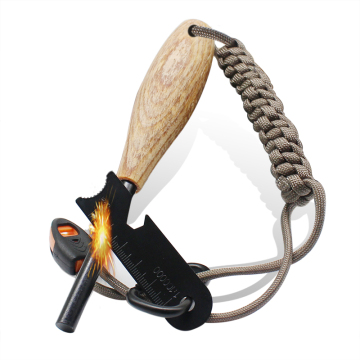Fatwood Handle Firestarting Kit: Bushcraft Survival Gear with Ferro Rod, Striker, and Whistle