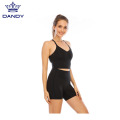 Áo crop top yoga màu đen tùy chỉnh và quần short