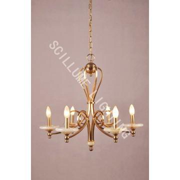 20594 Luxury antique solid brass marble chandeliers hotel project