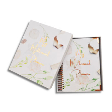 2025 Custom Printing Foil Spiral Wire Ring Hardcover Journal Planner Notebooks with Box