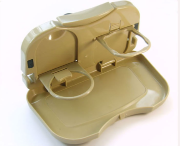 Auto Beige Plastic Folding Back Seat Table Drink Food Tray