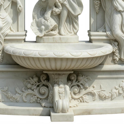 Fuente romana clásica de mármol blanco