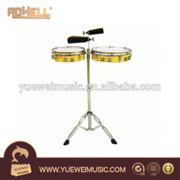 gold color with chrome stand and double cowbell Timbale Drum timbales