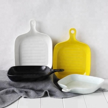 Modern Solid Color Matte Personalized Stoneware Bakeware with Handle - Japan Ovenware