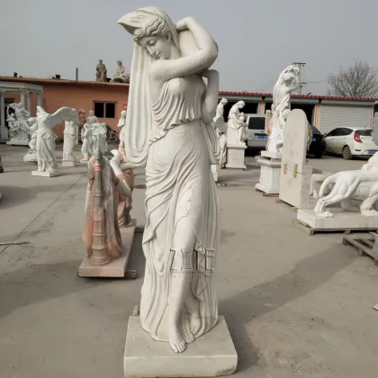 Garden stone lady marble statue of beautiful shy girl statue sculpture