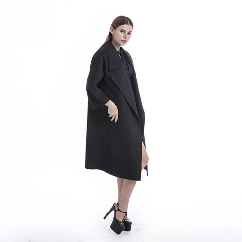 Blusão de cashmere preto longo