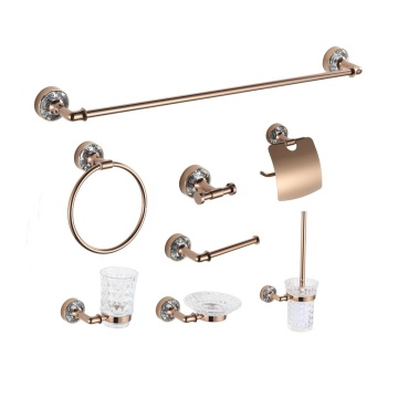 Modern Zinc Alloy Rose Gold Bathroom Hardware Accessories Set