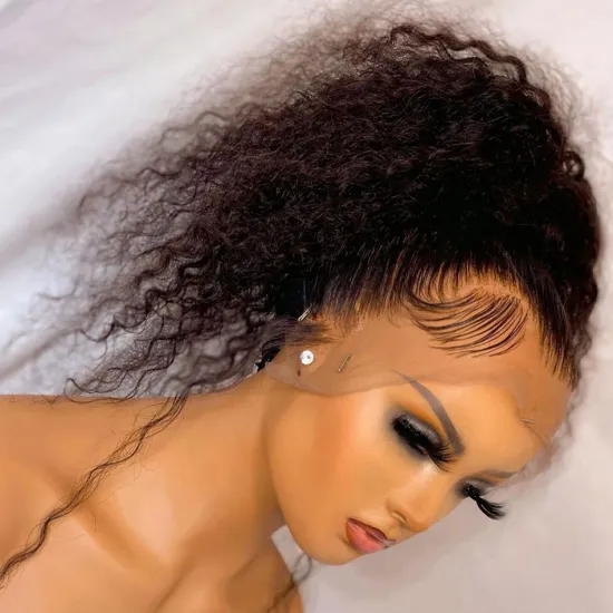 Afro Kinky Curly Raw Brazilian Virgin Human Hair Hd Lace Front Wig Cheap Transparent Full 360 Lace Frontal Wig For Black Women