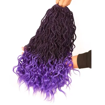 Wholesale Price Wavy Senegalese Twist Crochet Hair Curly Ends 14inch Braids Synthetic Hair Extension Small Mambo Twist Braiding