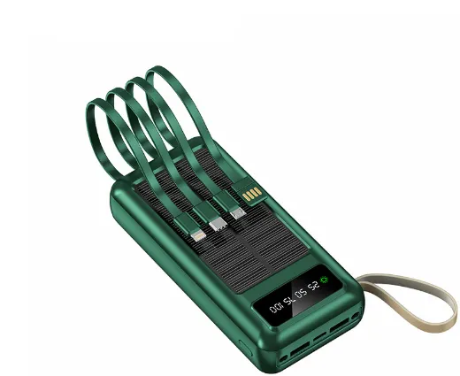 Portable Solar Power Bank: Emergency Charger with 4 Cables for 5 Devices - Your Ultimate Travel Companion