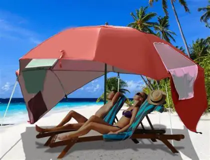 Green Beach Umbrella: The Perfect Family Size Outdoor Shade for Summer