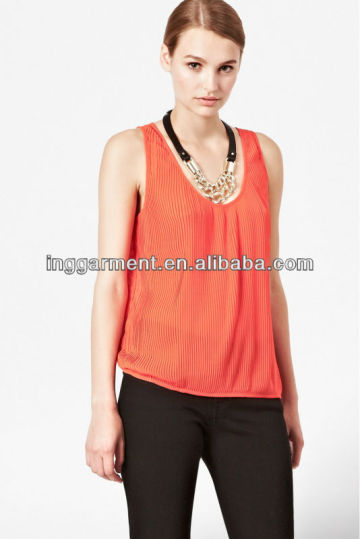 Chiffon Pleated Crepe Vest Top