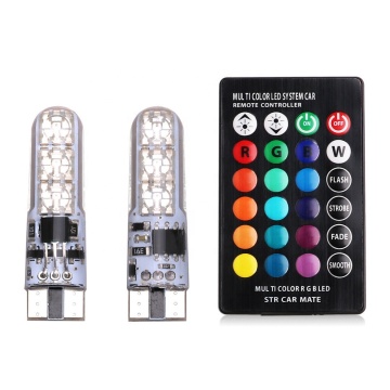 RGB Car Width Light T10 Silicone 5050-6SMD LED License Plate Lights - Colorful and Flashing