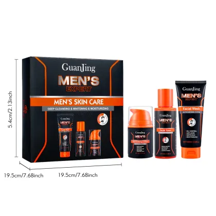 Guanjing Men Skin Care Set: Deep Cleansing, Whitening, Oil Control, Moisturizing (3PCS)