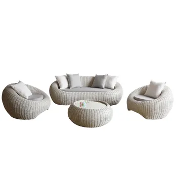 metal PE rattan frame sofa set furniture