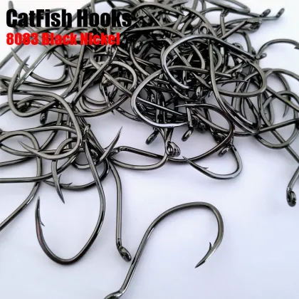 High Carbon Steel Black Nickel Catfish Hooks for Sale - 8083 Catfish Big River Hooks