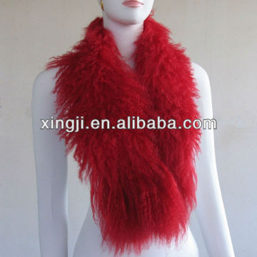 dyed red color top quality lamb fur collar