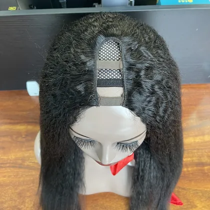 Wholesale machine made cuticle aligned brazilian u part wig human hair, upart human hair wig, kinky straight u part wig