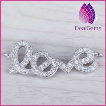 High quality 925 sterling silver 'love' design connector buckle