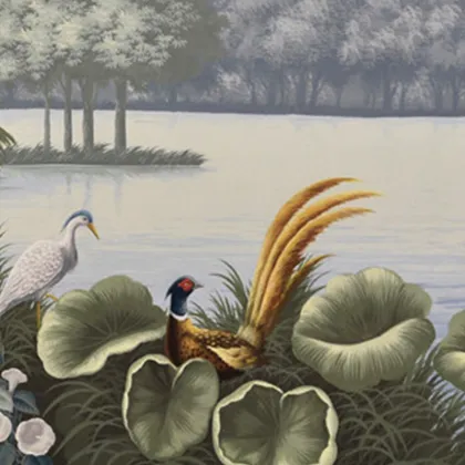 purple hand-painted wallpaper silk material