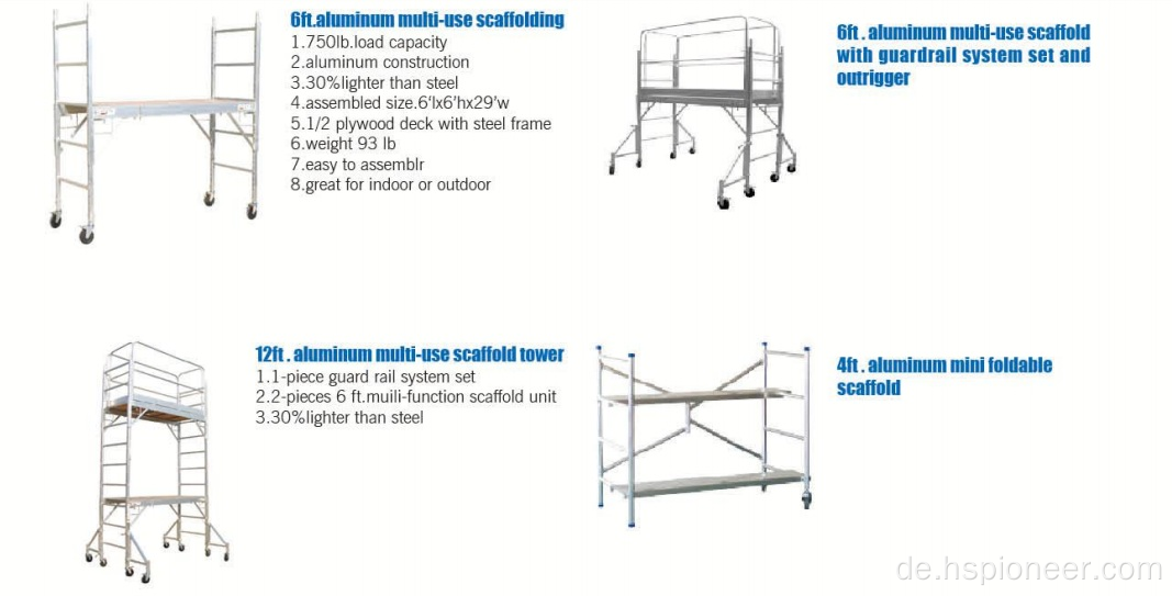 Aluminium -Multi -Verwendung -Gerüst