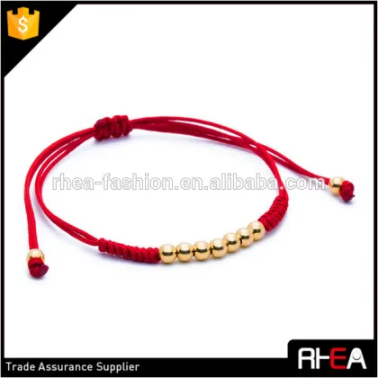 Red Rope Gold Bead Weave Bracelet,Fashion Knitted Bead Bracelet