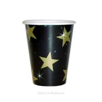 Disposable custom printed biodegradable black single wall paper cup with lids
