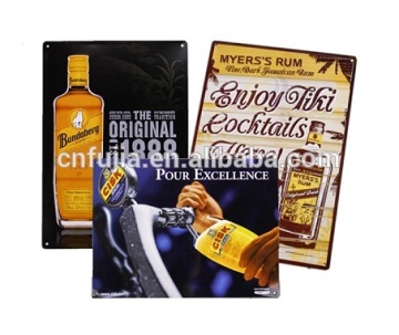 Wholesale decorative high quality custom design vintage metal tin beer sign for bar