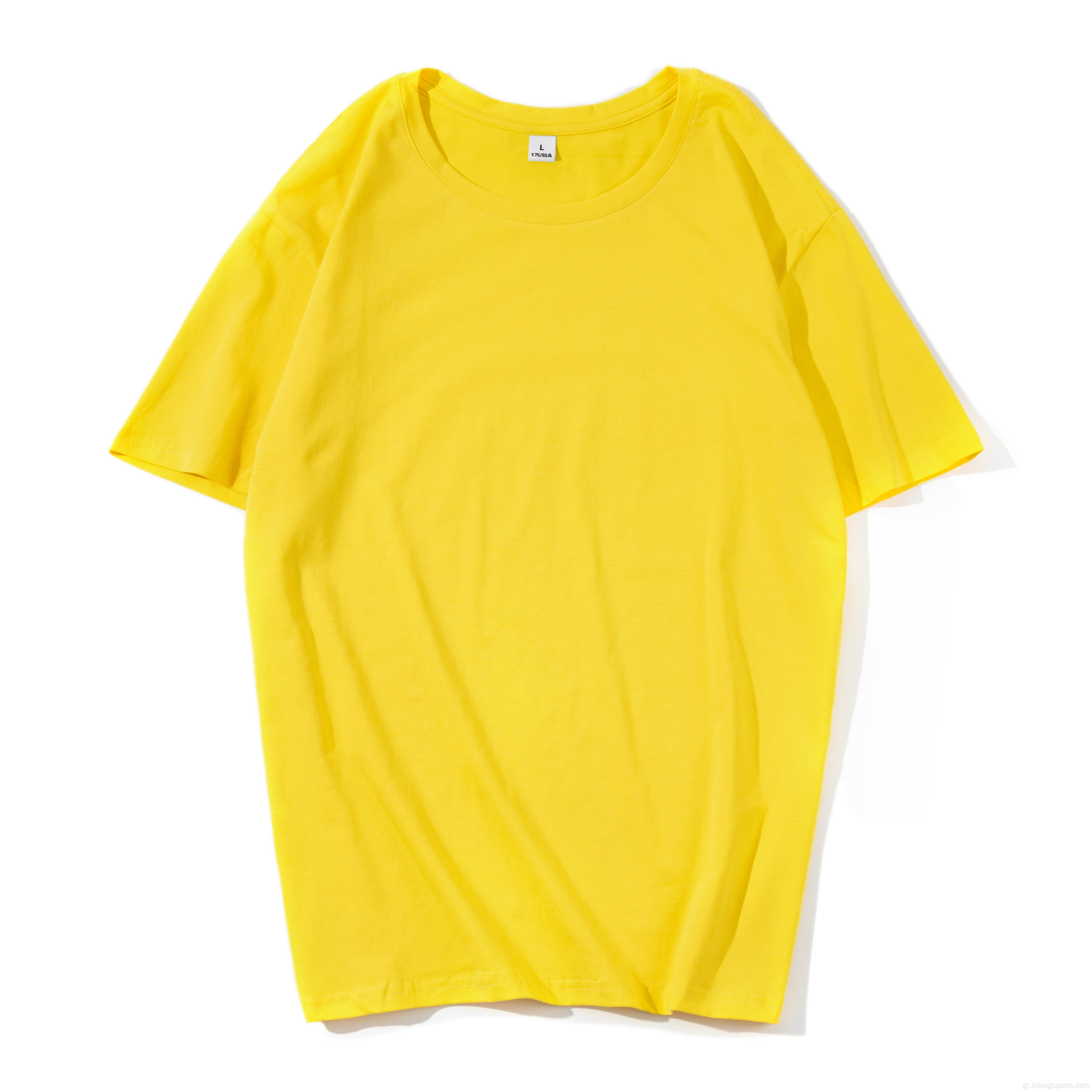 Χονδρικό βαμβακερό ανδρικό συμπαγές χρώμα κοντό μανίκι μπλουζάκι