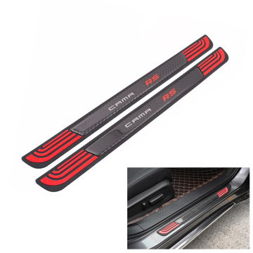 CMR Carbon Fiber Red Rubber Car Door Sill Cover Protector