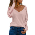 Women's Casual V Neck Tops Long Sleeve