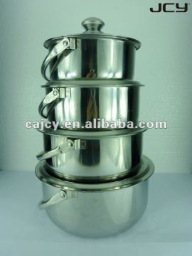 8pcs set Stainless Steel Kithenware Thailand Cooking Pot with handle