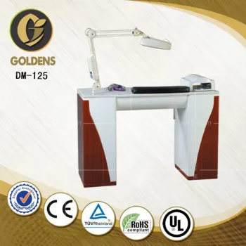 wooden nail table with vacuum for salon