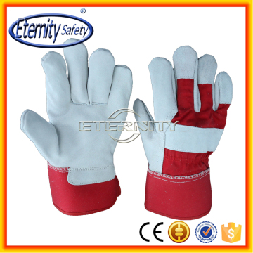 Red color leather working split cowhide welding gloves