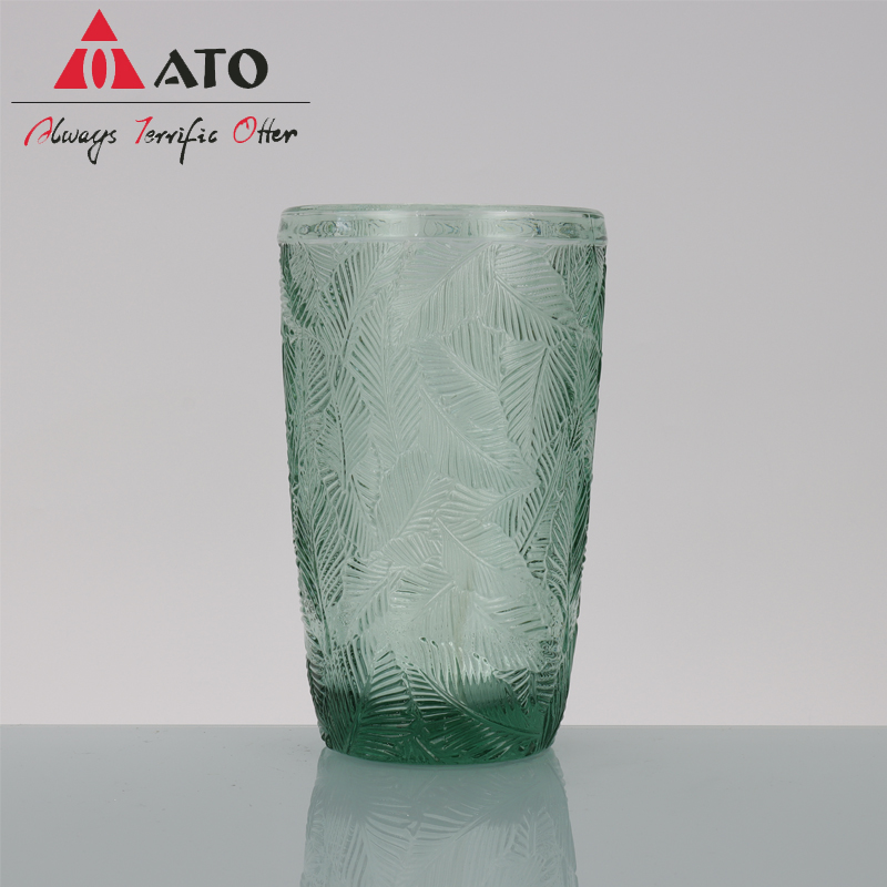 Embossed leaf crystal juice glass cup tumbler glass