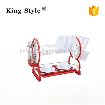 2015 New Style Two- Layer Dish Rack / Dish Drainer / kitchen Dish Rack / Kitchen Ware With PP Plastic Tray (KSD008)
