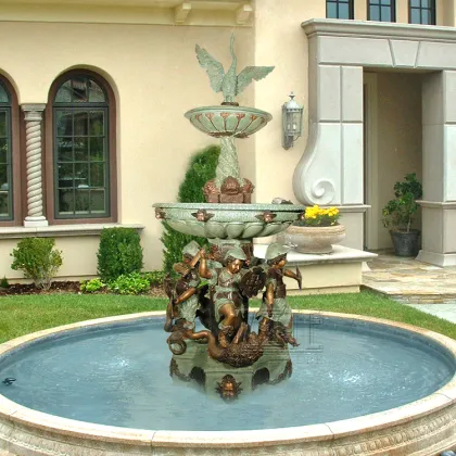 Park decoration bronze angel water fountain