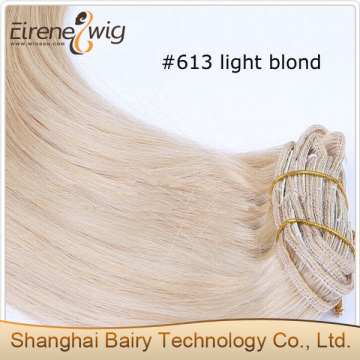 Wholesale 2015 full head double drawn remy Human Hair Clip in Hairpieces