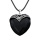 Black Obsidian Antique Silver Alloy Heart Pendant for DIY Making Jewelry