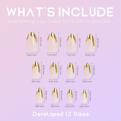 Golden French almond short high-end nails