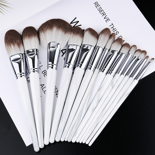 2022 Hot Saling 14pcs White Marble Plastic Handle Makeup Set