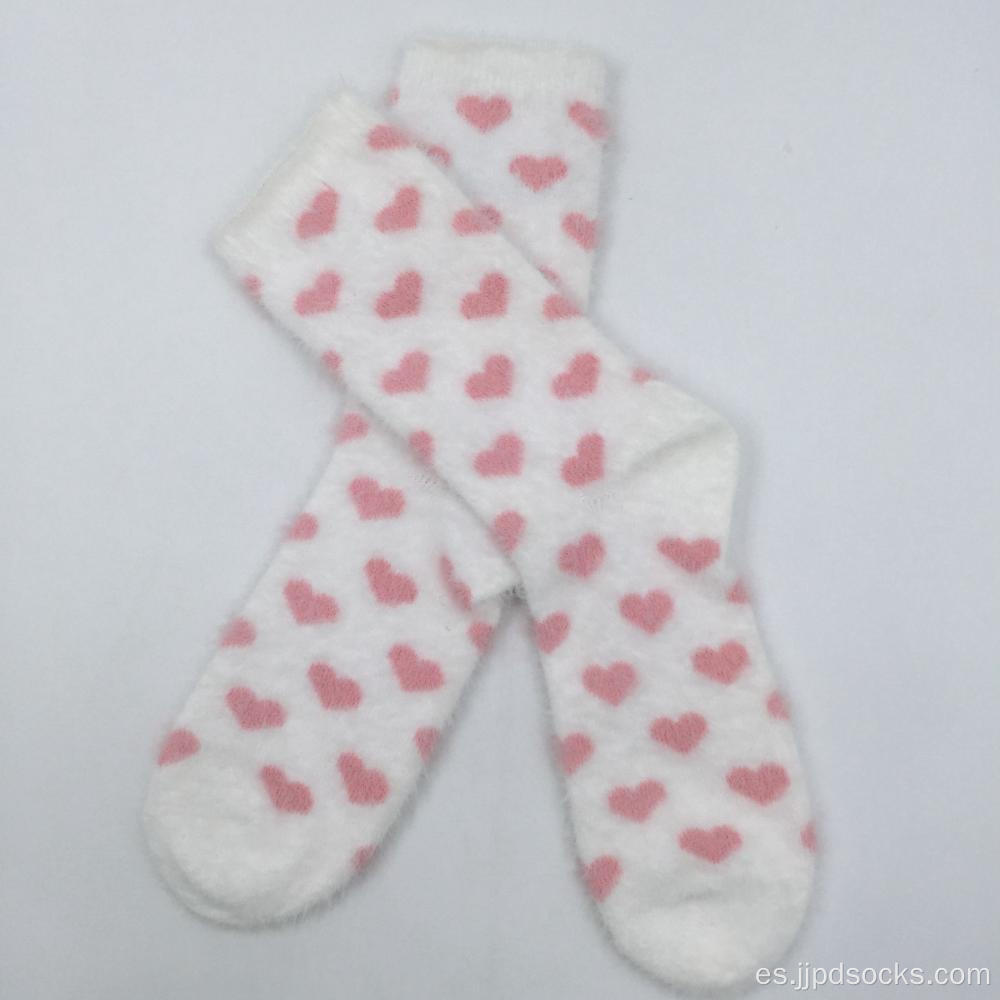 Súper suaves calcetines acogedores con corazón rosa