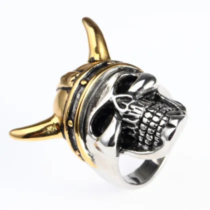 New product bull head ox horn skull rings