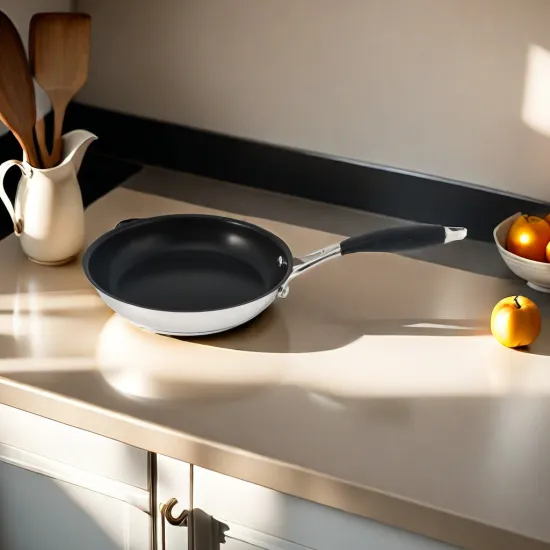 Professional Stainless Steel Frying Pan with Induction Bottom and Non-Stick Coating