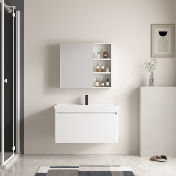 Factory Price Wall-Mounted Aluminum Bathroom Vanity Cabinet with Sink and Mirror