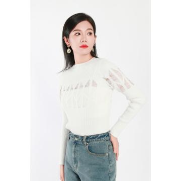 Crew-neck Long-sleeved Woolen Blouse